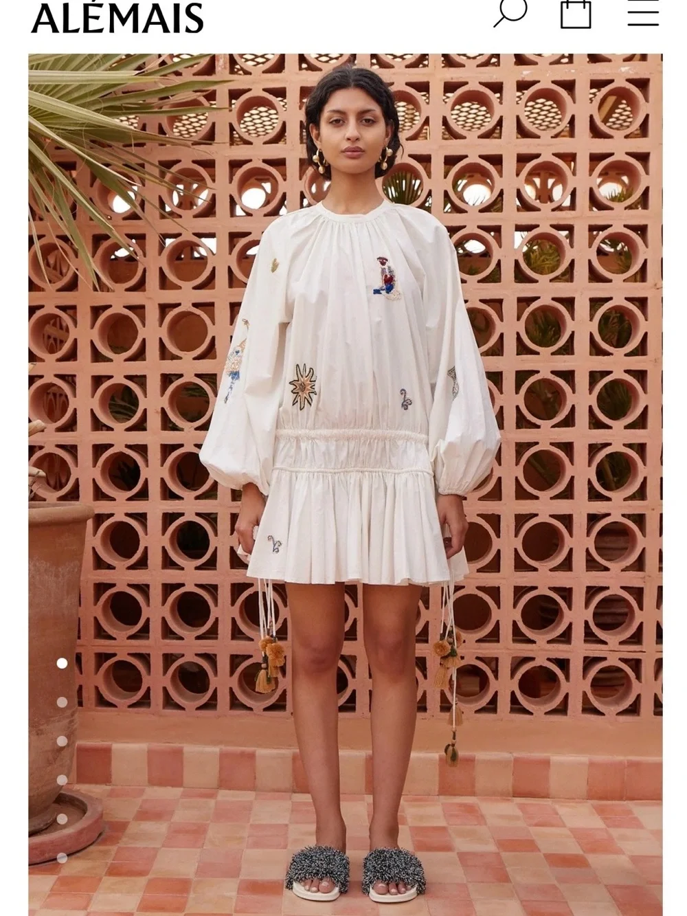 Alemais White Embroidered Mini Dress